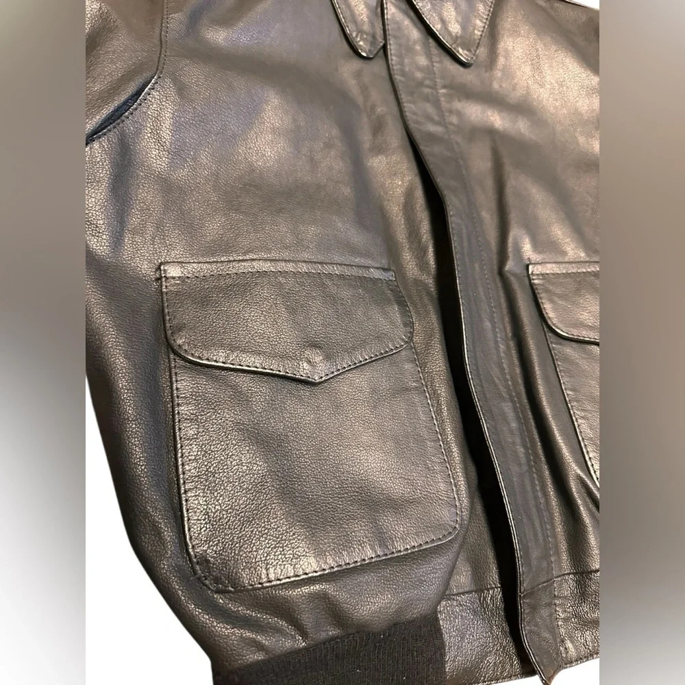 Kids Youth Vintage A2 Leather Flight Jacket Size 14 San Diego Leather Black